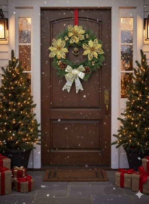 Świąteczny wianek na drzwi stół na Boże Narodzenie świąteczne rękodzieło