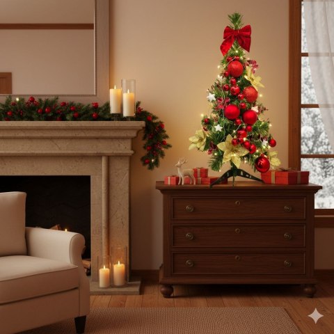 Gotowa ubrana choinka świąteczna do domu biura + światełka 70cm