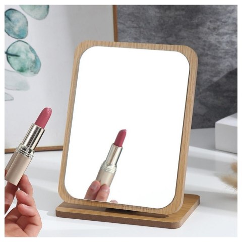 Lusterko kosmetyczne stojące drewniane prostokątne 21 x 16 cm L8BR