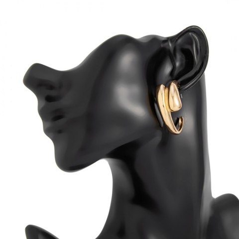 Kolczyki wiszące, efektowne metalowe krople złote K1720