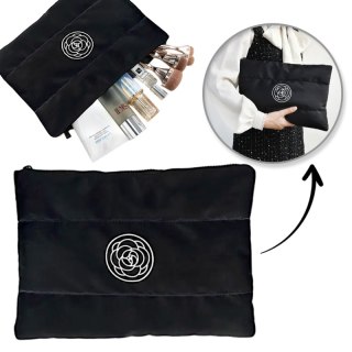 Kosmetyczka damska pikowana duża, wodoodporna czarna 22 x 31cm KS144CZ