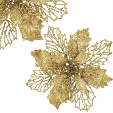 Poinsecja złota brokatowa gwiazda betlejemska kwiat na choinkę do stroika