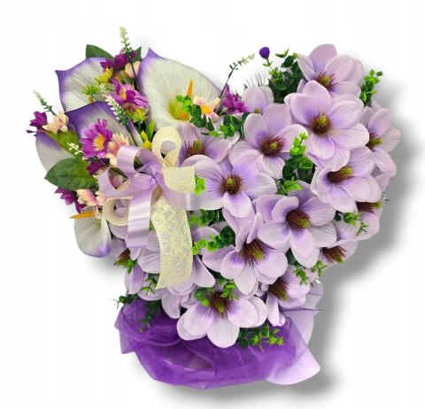 Stroik na cmentarz serce XL wiązanka ze sztucznych kwiatów bukiet nagrobny