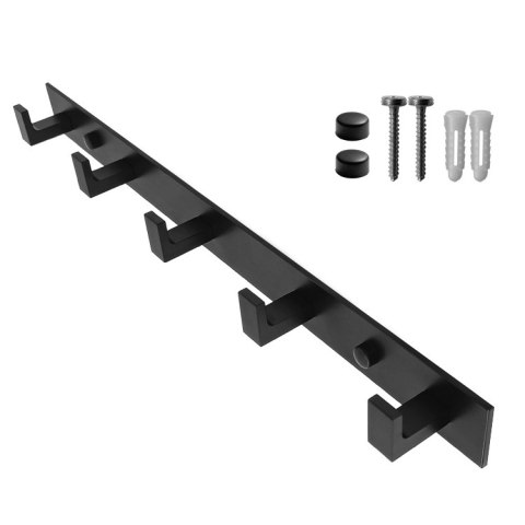 Wieszak ścienny na ręczniki 5 haków - czarny