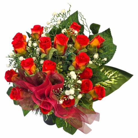 Bukiet flakon stroik na cmentarz kompozycja kwiatowa na grób