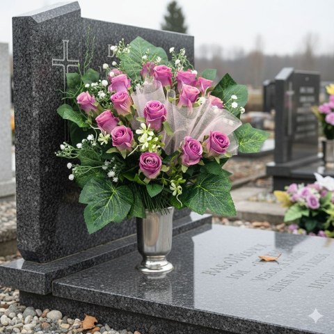 Bukiet flakon stroik na cmentarz kompozycja kwiatowa na grób