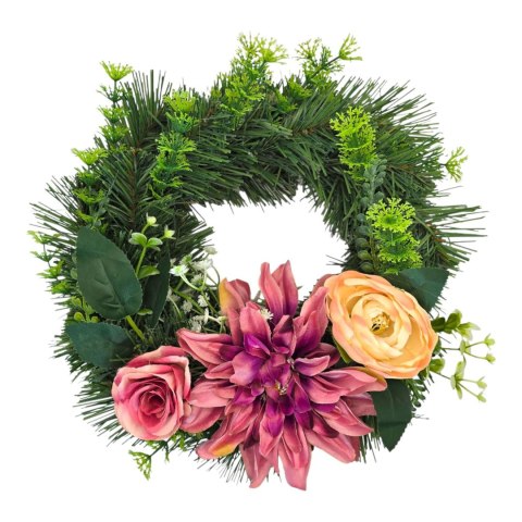 Okrągły stroik wianek wiązanka na cmentarz dekoracja pod znicz