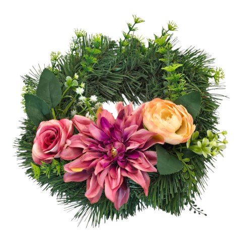 Okrągły stroik wianek wiązanka na cmentarz dekoracja pod znicz