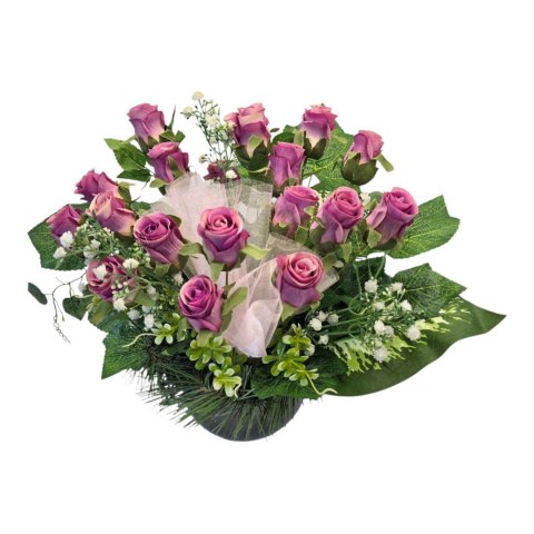 Stroik na cmentarz grób pomnik miska z obciążeniem róże