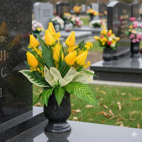 Komplet stroik na cmentarz stroiki na grób bukiet donica tulipany
