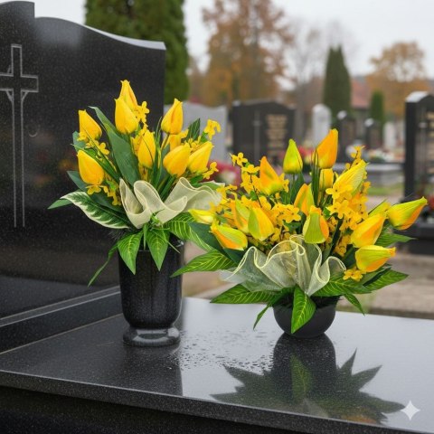 Komplet stroik na cmentarz stroiki na grób bukiet donica tulipany