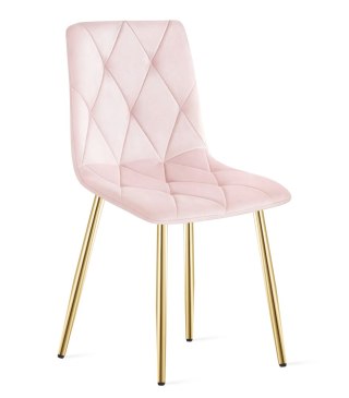 Krzesło LIBRA - aksamit róż jasny / nogi złote x 2