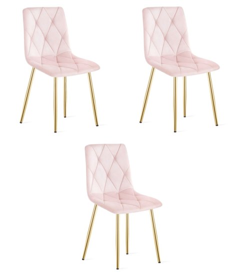 Krzesło LIBRA - aksamit róż jasny / nogi złote x 3