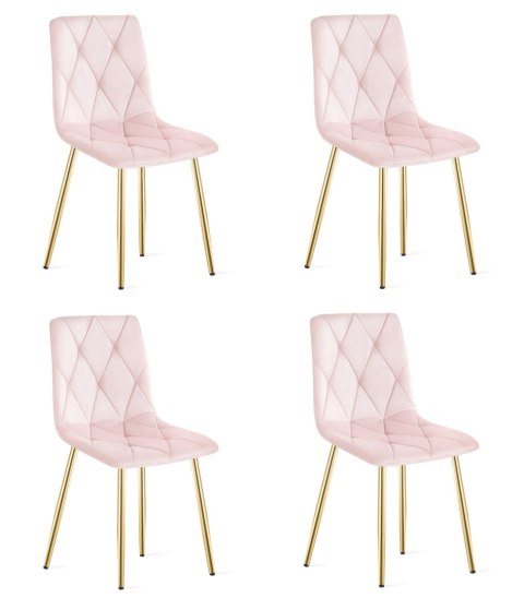 Krzesło LIBRA - aksamit róż jasny / nogi złote x 4