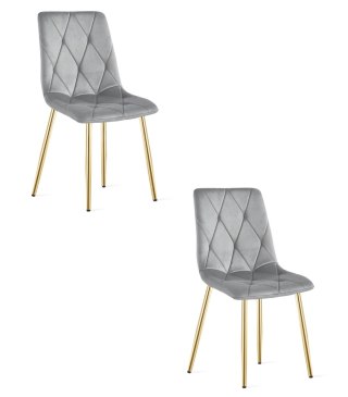 Krzesło LIBRA - aksamit szary jasny / nogi złote x 2