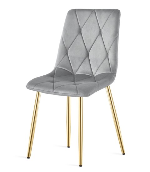 Krzesło LIBRA - aksamit szary jasny / nogi złote x 2