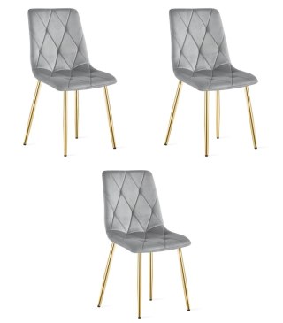 Krzesło LIBRA - aksamit szary jasny / nogi złote x 3