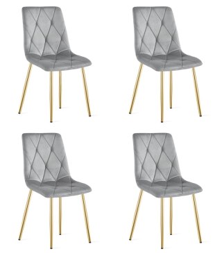Krzesło LIBRA - aksamit szary jasny / nogi złote x 4