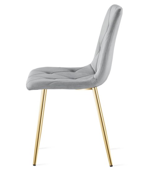 Krzesło LIBRA - aksamit szary jasny / nogi złote x 4