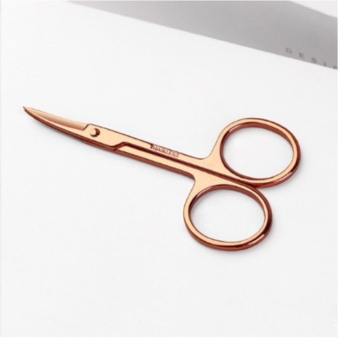 Nożyczki kosmetyczne do skórek paznokci, szablonów 9 cm różowe złoto AK12