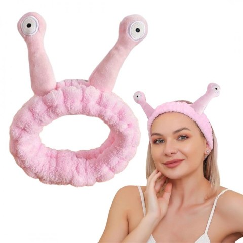 Opaska kosmetyczna do włosów ślimak, różowa pluszowa 20x5cm OPK22R
