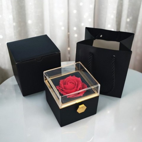 Pudełeczko Walentynkowe Rose Treasure Box na biżuterię mydlana Wieczna Róża Obrotowe PDOZ26CZ