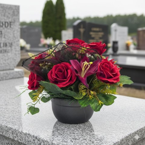 Stroik na cmentarz kompozycja kwiatowa na grób miska