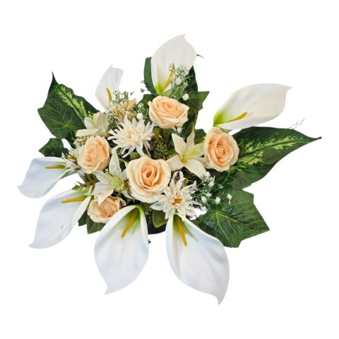 Stroik na cmentarz kompozycja kwiatowa na grób wiosenna miska