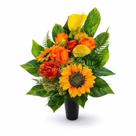 Bukiet flakon stroik na cmentarz grób sztuczne kwiaty róże