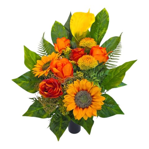 Bukiet flakon stroik na cmentarz grób sztuczne kwiaty róże