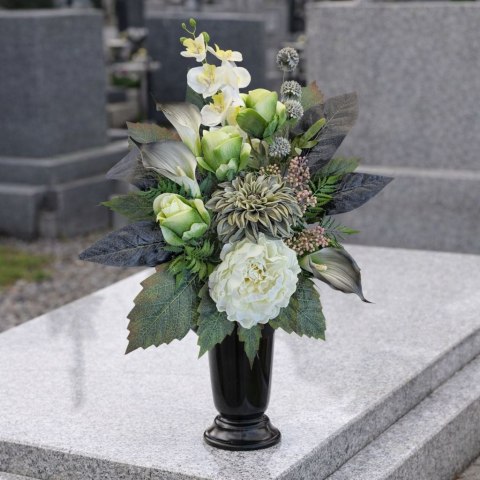 Bukiet flakon stroik na cmentarz kompozycja kwiatowa na wszystkich świętych