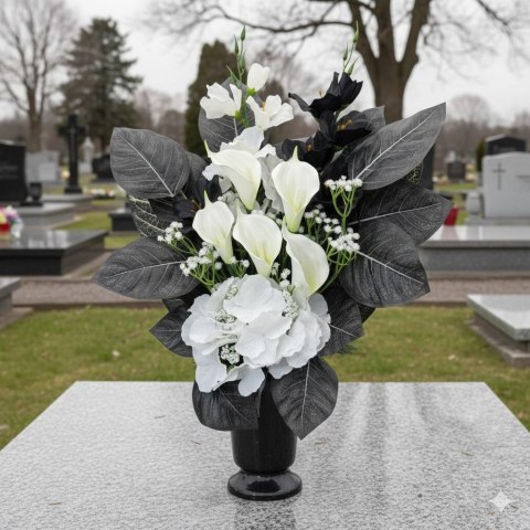 Bukiet flakon wkład do wazonu stroik na cmentarz grób pomnik