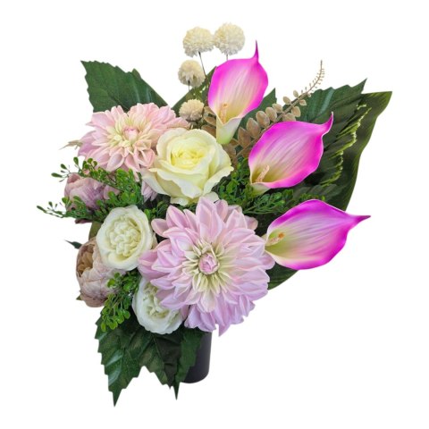 Bukiet flakon wkład do wazonu stroik na cmentarz sztuczne kwiaty