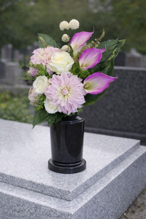 Bukiet flakon wkład do wazonu stroik na cmentarz sztuczne kwiaty