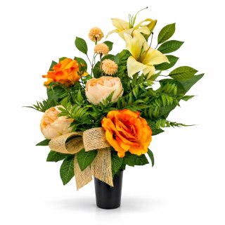 Bukiet wkład do wazonu flakon stroik na cmentarz sztuczne kwiaty