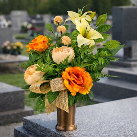 Bukiet wkład do wazonu flakon stroik na cmentarz sztuczne kwiaty