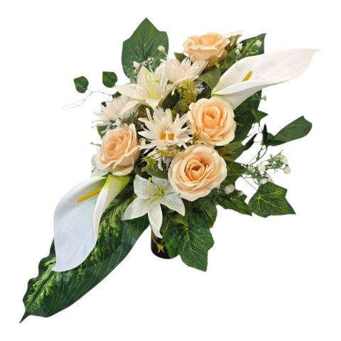 Komplet stroiki na cmentarz grób bukiet donica jasny zestaw