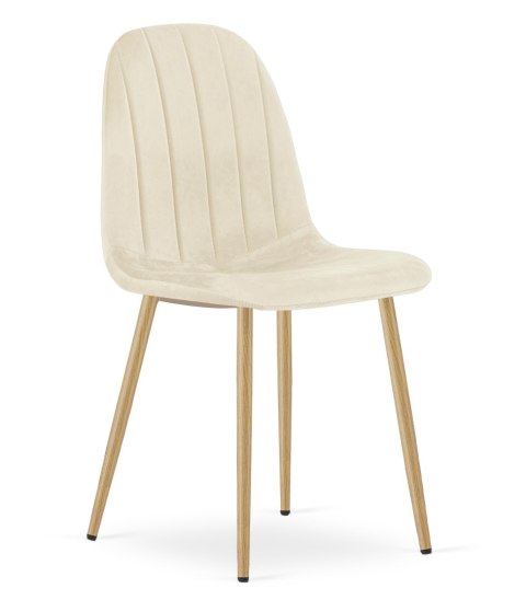 Krzesło PADVA - aksamit beż jasny / nogi dąb x 2