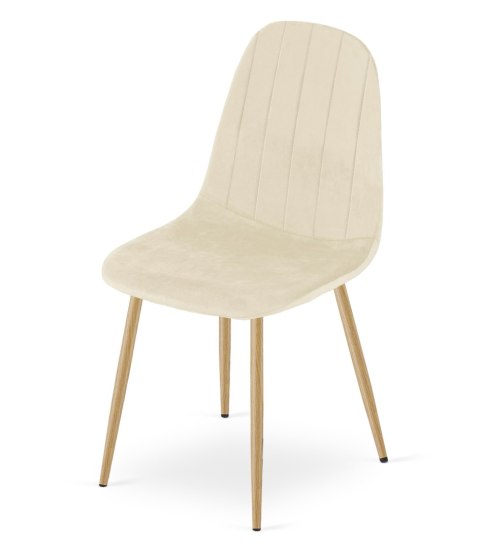 Krzesło PADVA - aksamit beż jasny / nogi dąb x 3