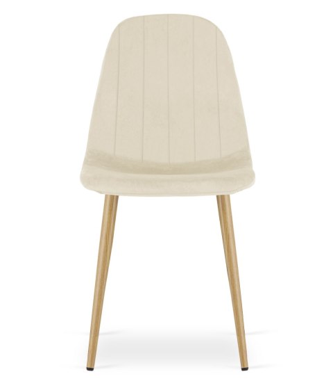 Krzesło PADVA - aksamit beż jasny / nogi dąb x 4