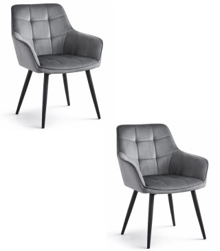 Krzesło VARSI - aksamit szary ciemny / nogi czarne x 2