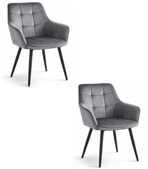Krzesło VARSI - aksamit szary ciemny / nogi czarne x 2