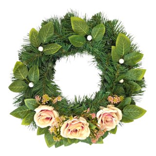 Okrągły stroik wianek wiązanka na cmentarz dekoracja pod znicz