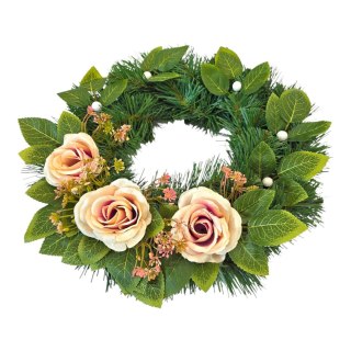 Okrągły stroik wianek wiązanka na cmentarz dekoracja pod znicz