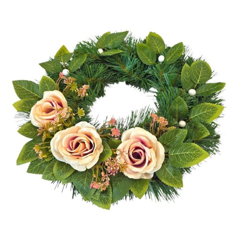 Okrągły stroik wianek wiązanka na cmentarz dekoracja pod znicz