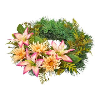 Okrągły stroik wianek wiązanka na cmentarz dekoracja pod znicz