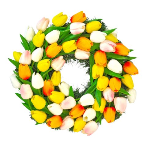 Premium wiosenny wianek na drzwi tulipany stroik dekoracja domu