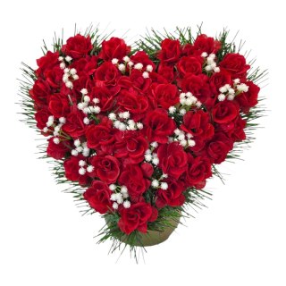 Serce stroik na cmentarz grób sztuczne kwiaty na pomnik róże