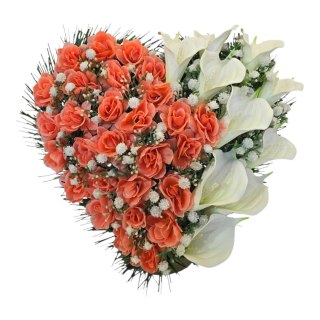 Serce stroik na cmentarz grób sztuczne kwiaty na pomnik