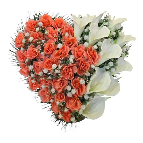 Serce stroik na cmentarz grób sztuczne kwiaty na pomnik